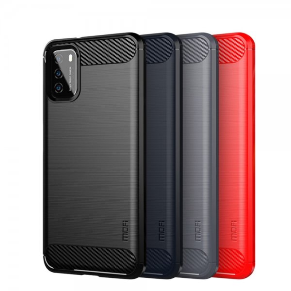 Mofi Xiaomi Poco M3 Skal Borstad Kolfibertextur Grå