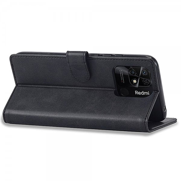 Lc.Imeeke Xiaomi Redmi 10C Fodral med Kortfack Stativfunktion Svart