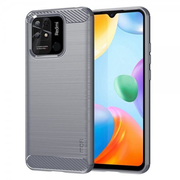 Mofi Xiaomi Redmi 10C Skal Borstad Kolfibertextur Grå