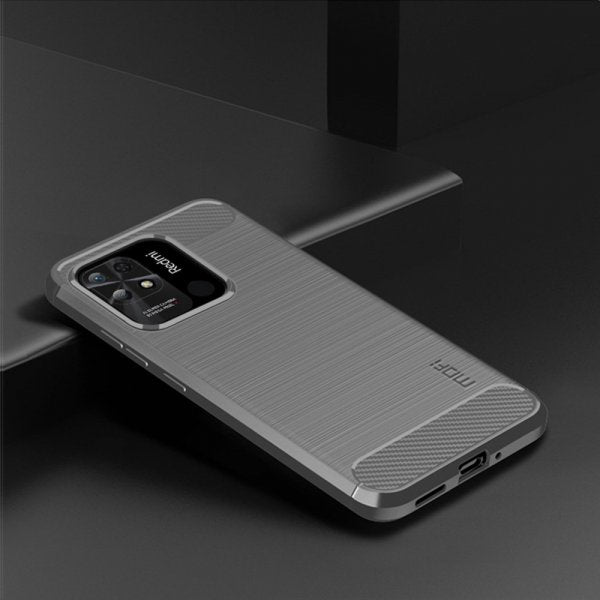 Mofi Xiaomi Redmi 10C Skal Borstad Kolfibertextur Grå