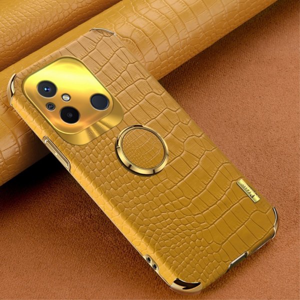 Xiaomi Redmi 12C Skal Krokodilmönster Finger Ring Gul
