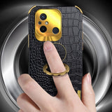 Xiaomi Redmi 12C Skal Krokodilmönster Finger Ring Röd
