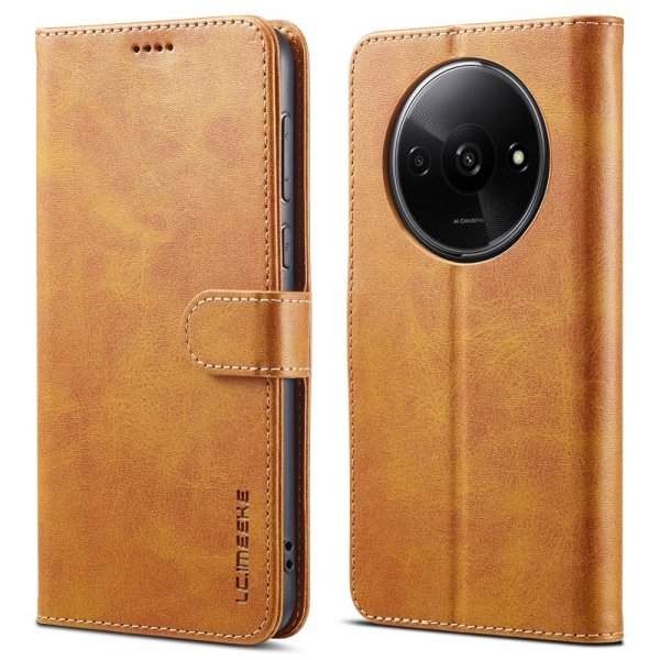 Lc.Imeeke Xiaomi Redmi A3 Fodral med Kortfack Stativfunktion Ljusbrun