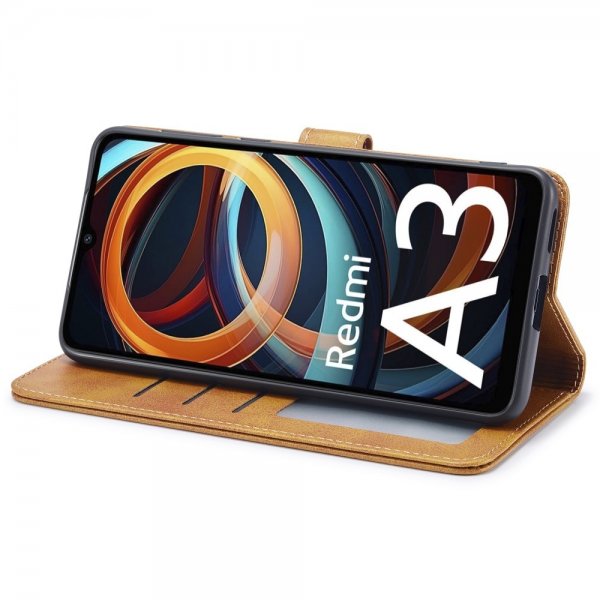 Lc.Imeeke Xiaomi Redmi A3 Fodral med Kortfack Stativfunktion Ljusbrun
