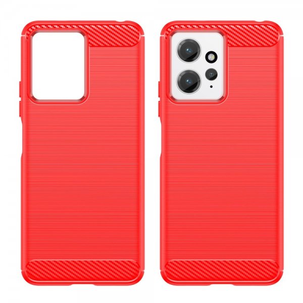 Xiaomi Redmi Note 12 Skal Borstad Kolfibertextur Röd