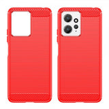Xiaomi Redmi Note 12 Skal Borstad Kolfibertextur Röd