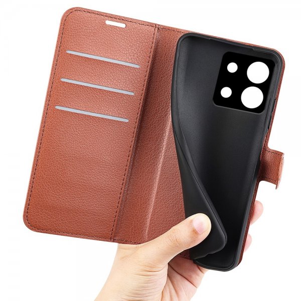 Xiaomi Redmi Note 13 5G Fodral Litchi Brun