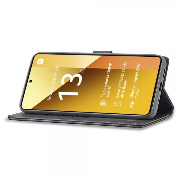 Lc.Imeeke Xiaomi Redmi Note 13 5G Fodral med Kortfack Stativfunktion Grå