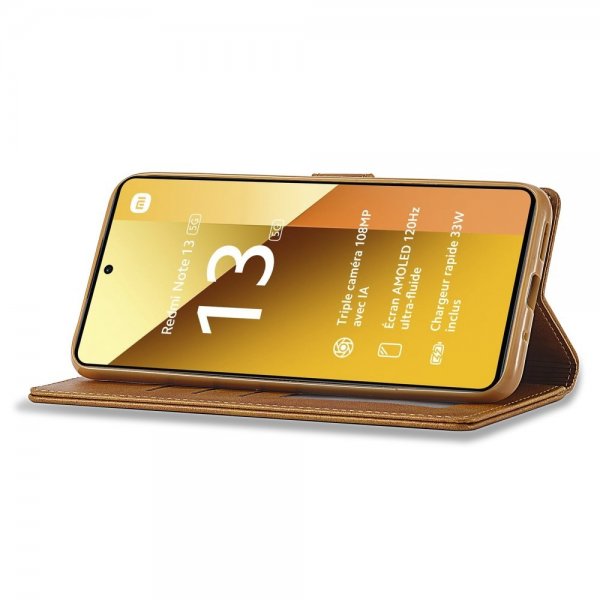 Lc.Imeeke Xiaomi Redmi Note 13 5G Fodral med Kortfack Stativfunktion Ljusbrun