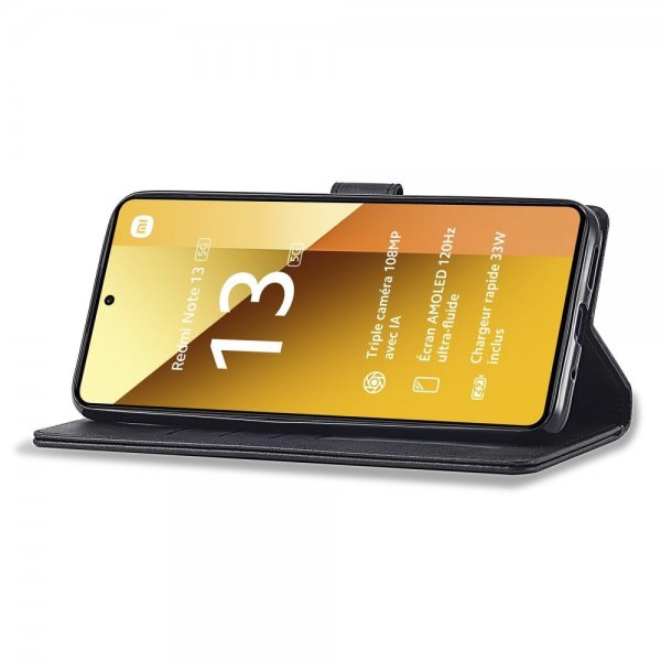 Lc.Imeeke Xiaomi Redmi Note 13 Pro 5G Fodral med Kortfack Stativfunktion Svart