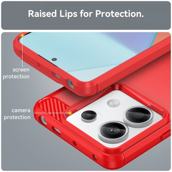 Xiaomi Redmi Note 13 Pro 5G Skal Borstad Kolfibertextur Röd