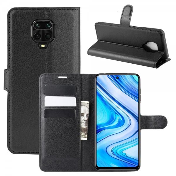 Xiaomi Redmi Note 9 Pro Fodral Litchi Svart