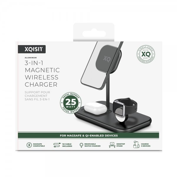 Xqisit Laddare 3-in-1 Wireless Charger Aluminum MagSafe