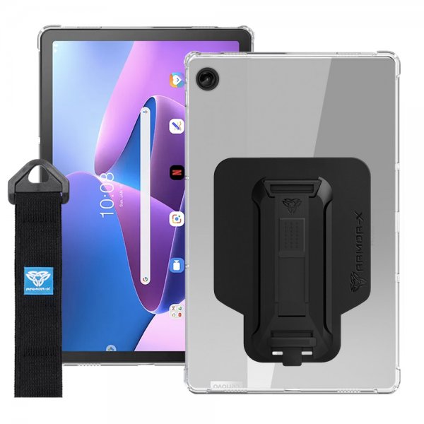 Armor-X Lenovo Tab M10 Plus TB-X606F Skal Corner Protection Case Hand Strap Kickstand X-Mount